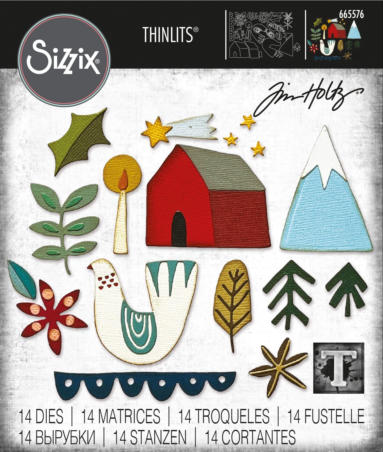 Sizzix Christmas Thinlits Die Set Funky Nordic