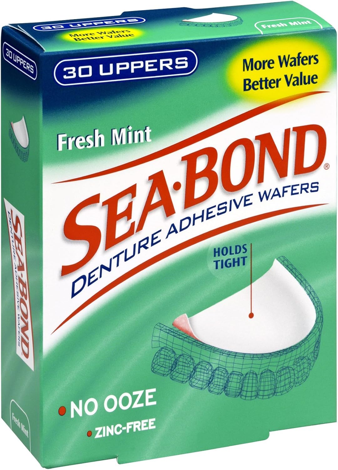 Sea Bond Fresh Mint Uppers Denture Adhesive Wafers Health & Personal Care