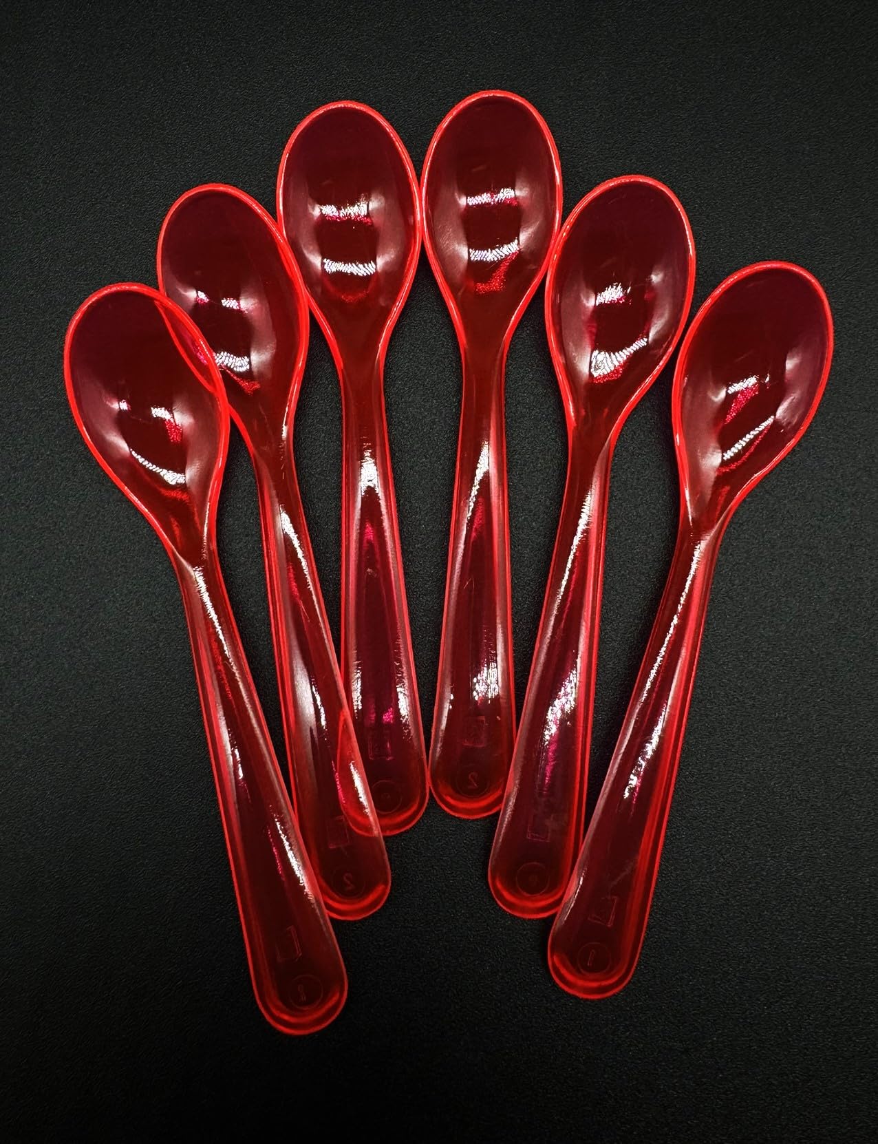 Kimmel 21-000-3314-1 Egg Spoons/Children's Spoons Large Pack of 6 Plastic Transparent Red