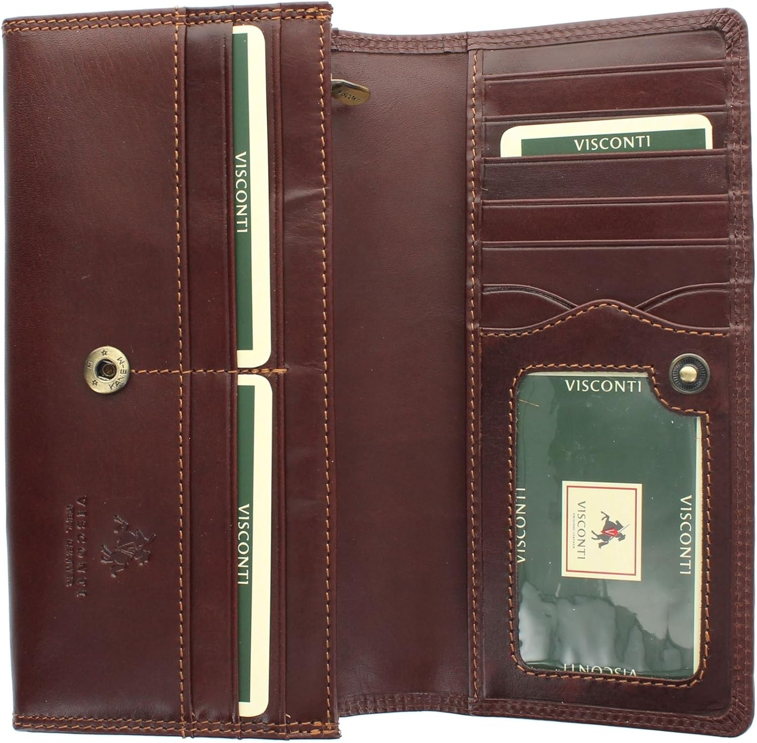 VISCONTI Monza Collection Florence Vegetable Tanned Leather Ladies Purse RFID Blocking MZ10 Brown