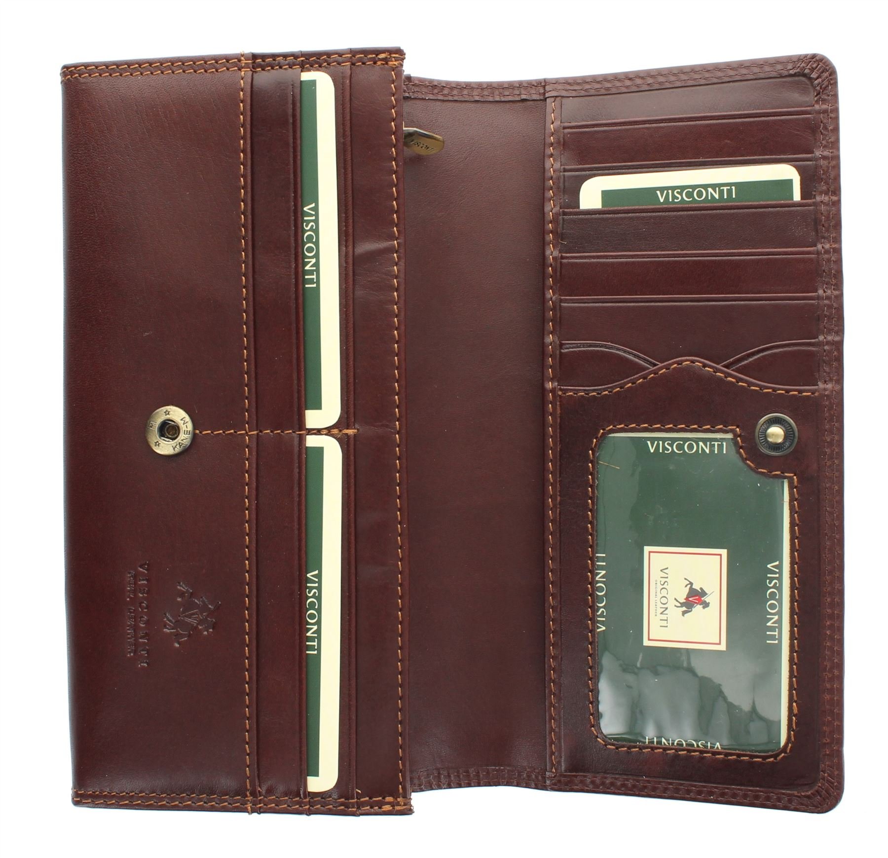 VISCONTI Monza Collection Florence Vegetable Tanned Leather Ladies Purse RFID Blocking MZ10 Brown