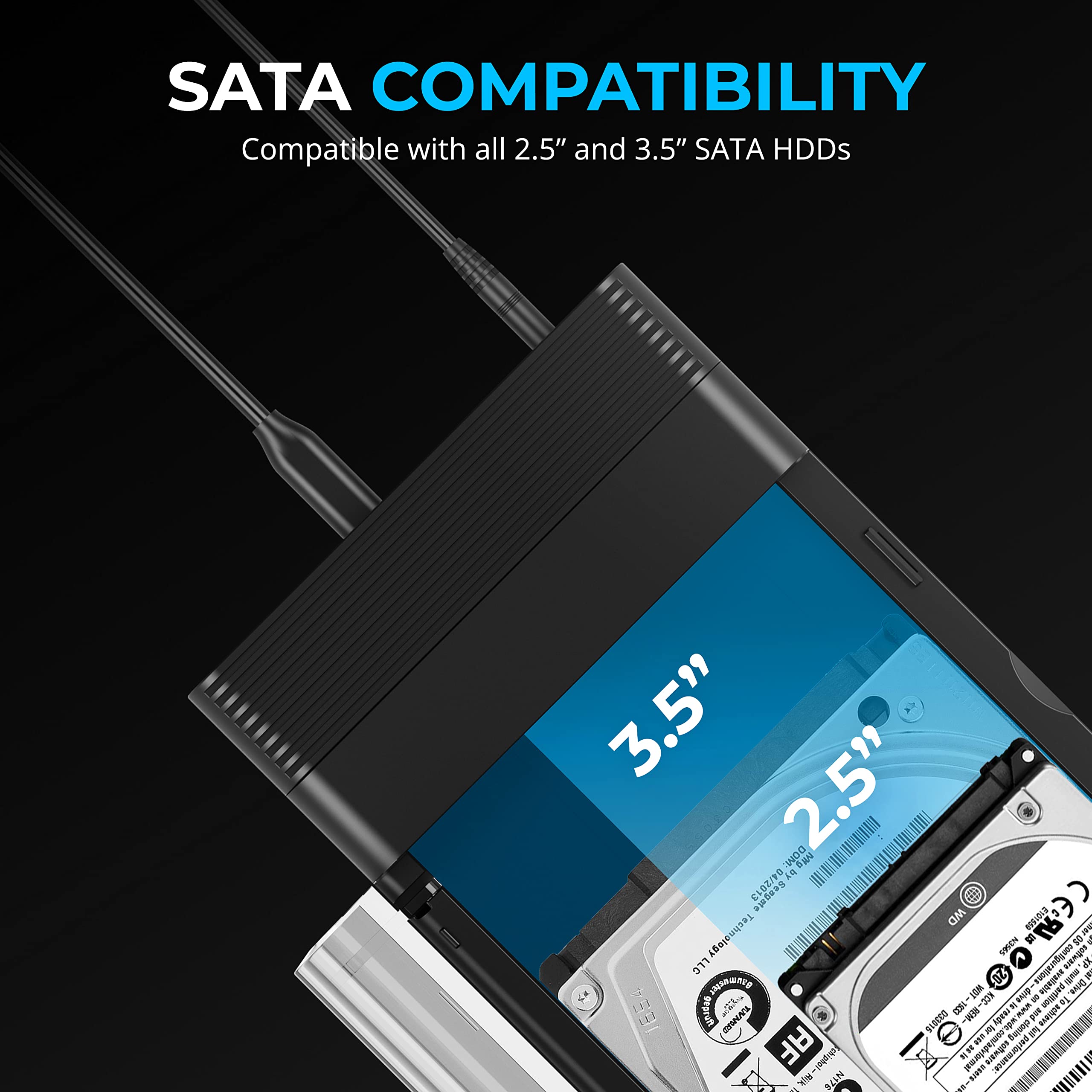 SABRENT M.2 SSD & HDD Festplatten Dockingstation, NVME Gehäuse Festplattengehäuse, 2,5" 3.5" SATA & M2 Dock, Werkzeuglos USB C 10Gbps Docking Station mit Offline Klonen, M 2 Kühlkörper (DS-UFNC) 4