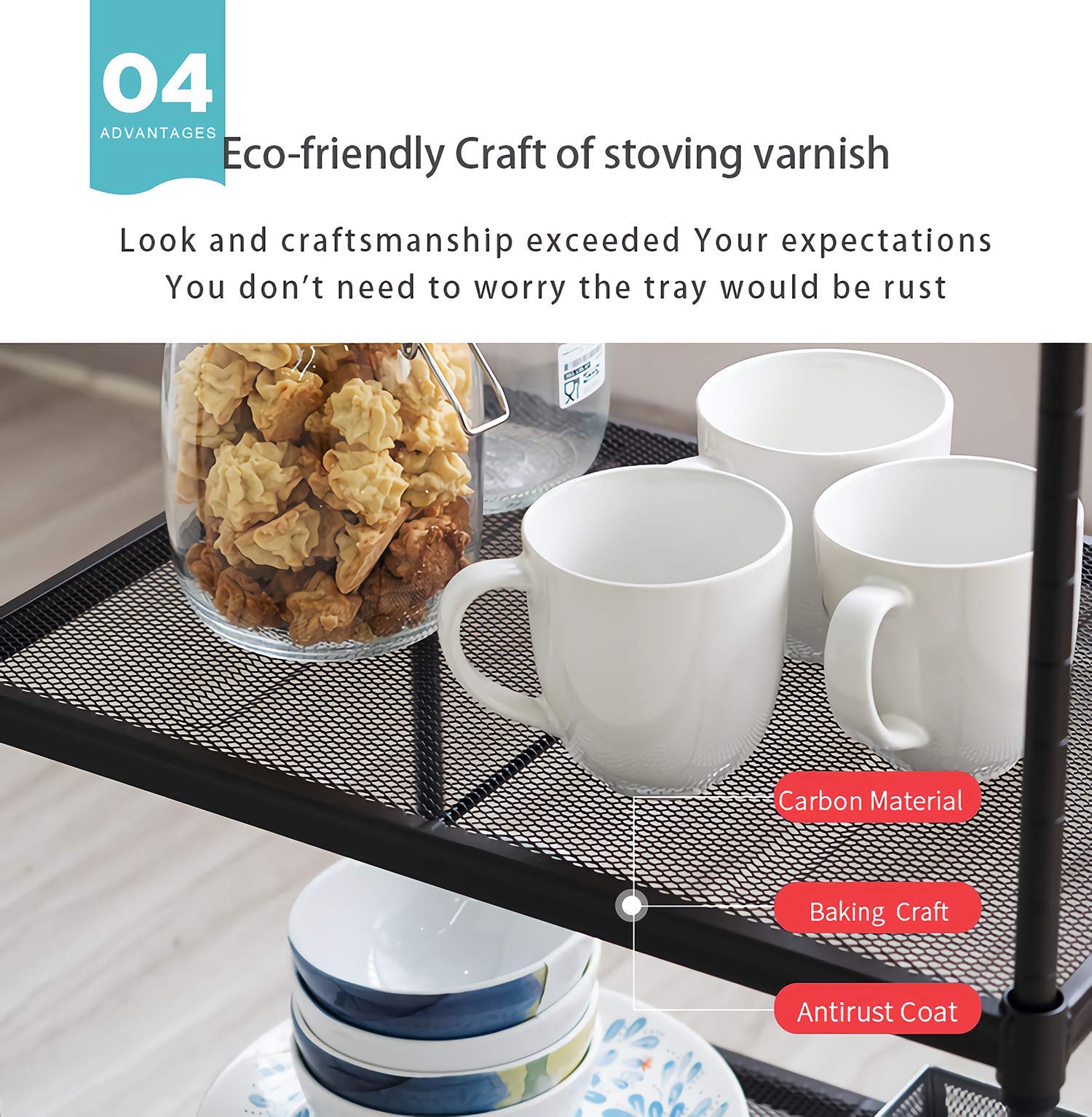 Iris\'Home 4-Tier Mesh Freestanding Bathroom Storage Shelf on Wheels, Restroom Shelves,Towel Organizer/Tower/Shelf, Metal Corner Shelf- Grey