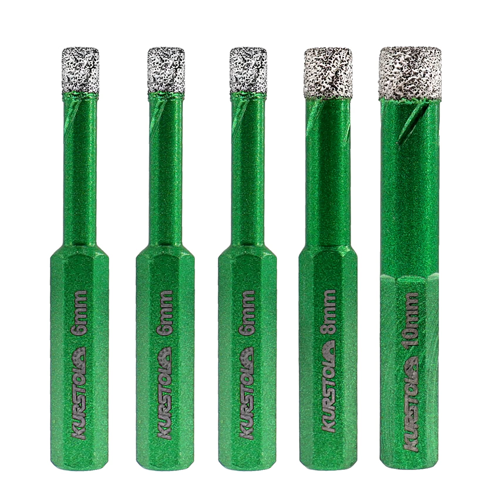 Dry Diamond Drill Bit Set - Diamond Tipped Hole Saw Bit for Porcelain Tile Ceramic Marble Granite Stone,Diamond Core Drill Bit Kit Hex Shank Fixed on Drills,No.K6(6/6/6/8/10mm)