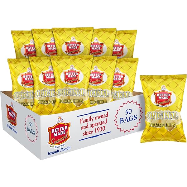 thumbnail image 2 of Better Made Potato Chips - Choose Your Own Flavors 50 X 1oz Bags 50 Pack Bbq Original Red Hot Sweet Heat Sour Cream Onion Salt 2 of 11