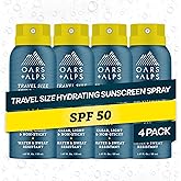 Oars + Alps Face & Body Broad Spectrum Sunscreen Spray |Fast-Absorbing, Lightweight, Non-Greasy, Hawaii Reef Act 104 Compliant, Water-Resistant, Octinoxate + Oxybenzone Free, SPF 50, 1.87 Oz, 4pk