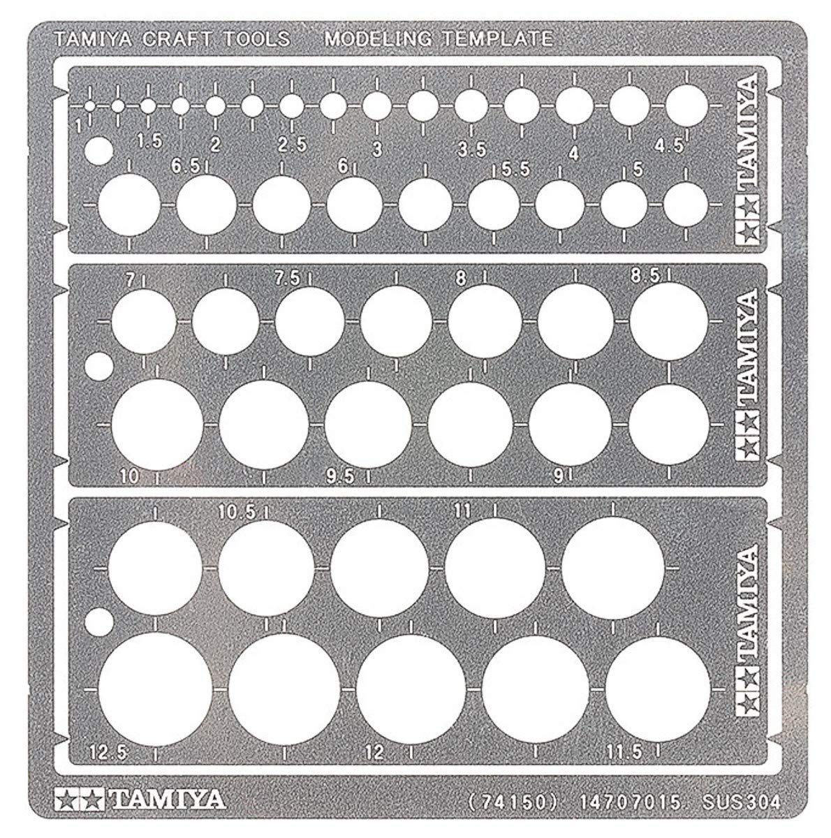 Tamiya 74150-Stencil, Polyethylene (3) 1-12.5 mm, Model Making, DIY, Accessories, 300074150, 74150-000