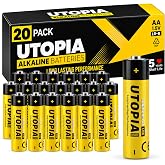 Utopia Home AA Batteries 20 Pack 1.5V Alkaline Double A Batteries | AA Batteries with 5-Year Shelf Life, Alkaline AA Batteries for AC Remotes, Small Wireless Keyboards &amp; Flashlights