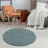 THE RUGS Round 120cm Duckegg Blue Shaggy Living Room Rug view 3