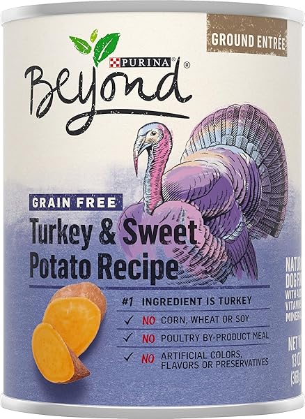 PURINA BEYOND NO GRAIN TURKEY AND SWEET POTATO RECIPE GROUND ENTREE DOG FOOD ,13 0Z