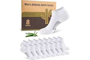 Ankle Socks for Men, Bamboo Socks Running Athletic Cushioned Moisture Wicking Low Cut Reinforced, 8 Pairs