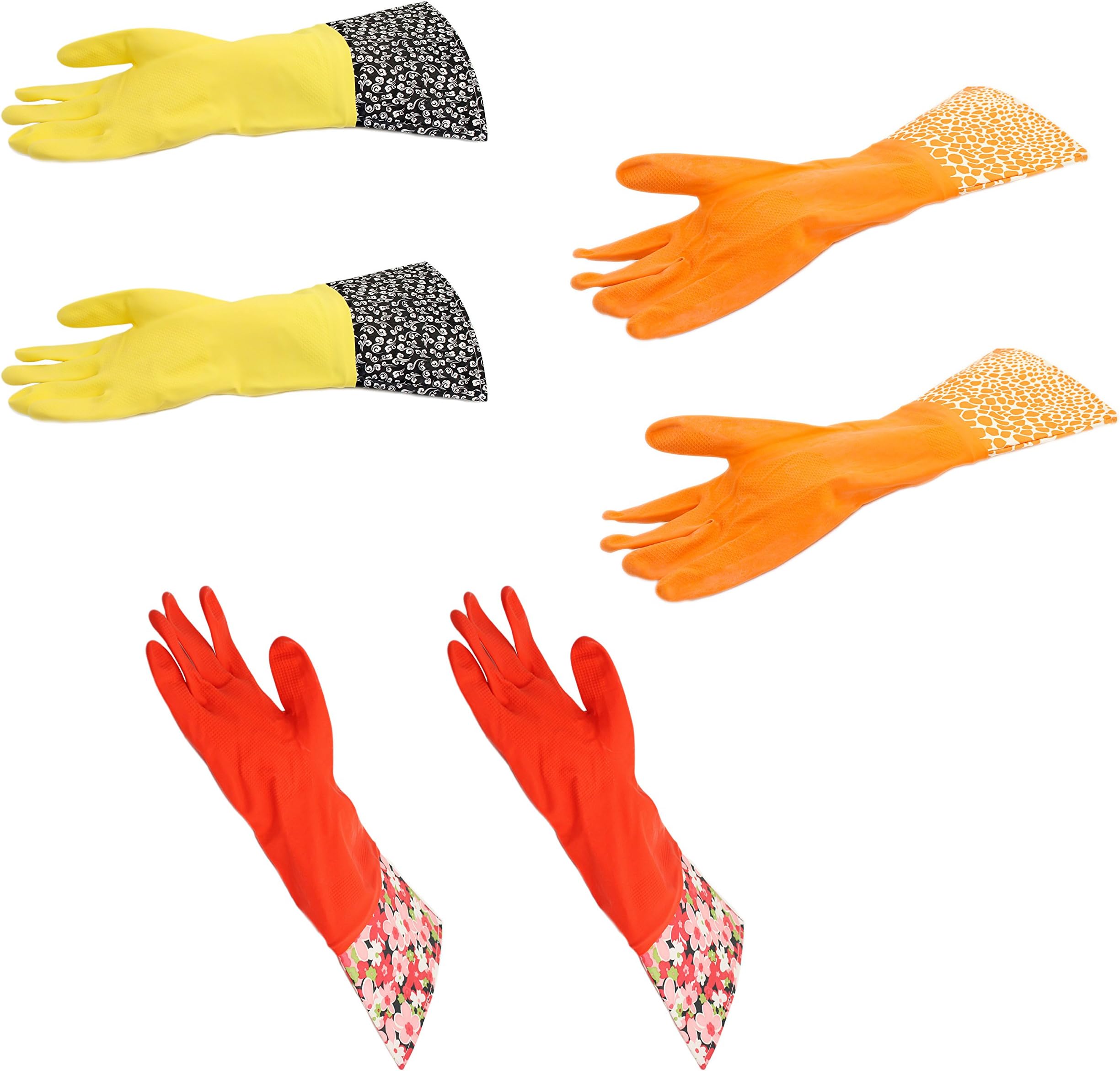 3 Pairs of Latex Gloves with Fabric Cuff, One Size Fits All