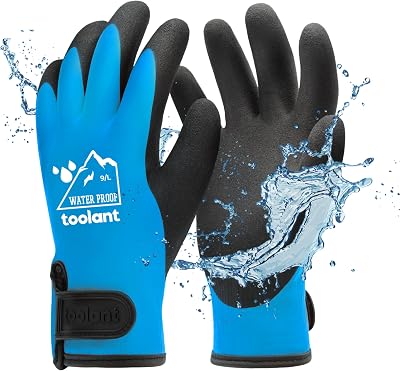 toolant 100% Waterproof Winter Gloves Touchscreen Thermal Insulated Blue Large