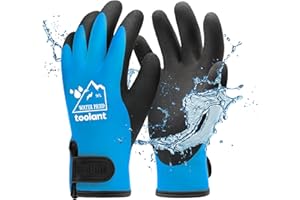 TOOLANT 100% Waterproof Gloves for Men and Women, Winter Work Gloves for Cold Weather, Touchsreen, Thermal Insulated Freezer Gloves, With Grip, Blue, Large
