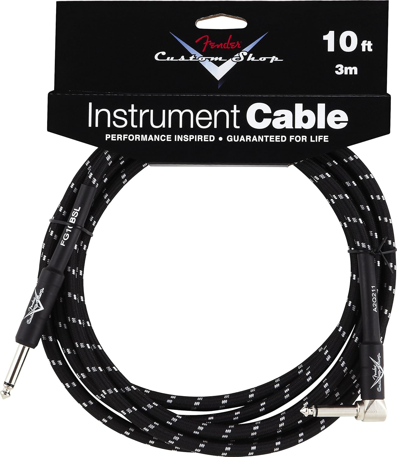 Fender Custom Shop Performance Series Cable, Black Tweed, 10 foot (3m