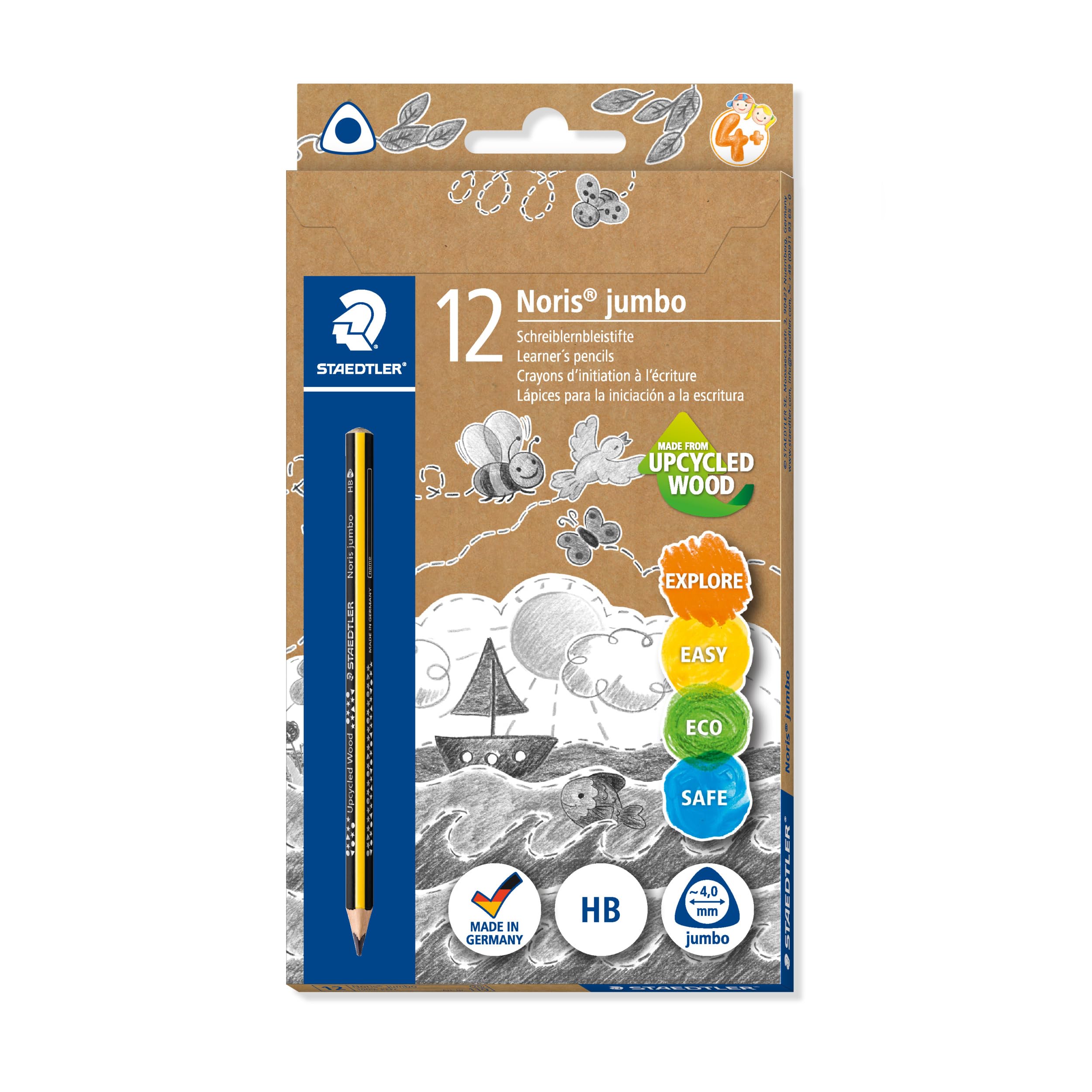 STAEDTLER 119 Noris Jumbo Graphite Chunky Learner's Pencil - HB (Pack of 12)