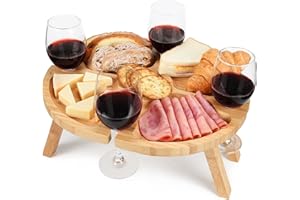 Tirrinia Portable Wine Picnic Table, Foldable Beach Table for Charcuterie, Decoration Picnic Essentials for Camping, Weddings, Concerts for Women, Wine Lovers(15.7" x 12.5")