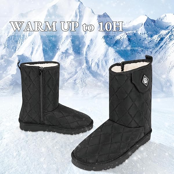 SAVIOR HEAT HEATED BOOTS HEATED SHOES FOR WOMEN MEN,ELECTRIC RECHARGEABLE HEATED FOOT WARMER FOR FEET,STYLISH WINTER FOOTWEAR (BLACK,M5.5/W7)