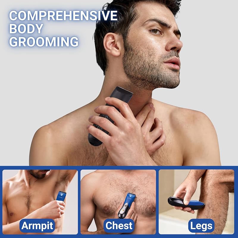 Tondeuse électrique sans fil pour homme, rasoir intime avec design anti-éclaboussures, rasoir à balle et poils pubiens pour homme