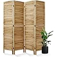 Room Dividers and Folding Privacy Screens, Wood Louvered Separators Divider Wall for Home Office Bedroom - 4 Panels, 67 * 60inch (Wood)