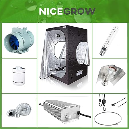 Nice Grow Growset 120 Dark Box Osram 400W NDL Blüte Blauberg Turbo Airontek 125 Cooltube EVSG Vanguard