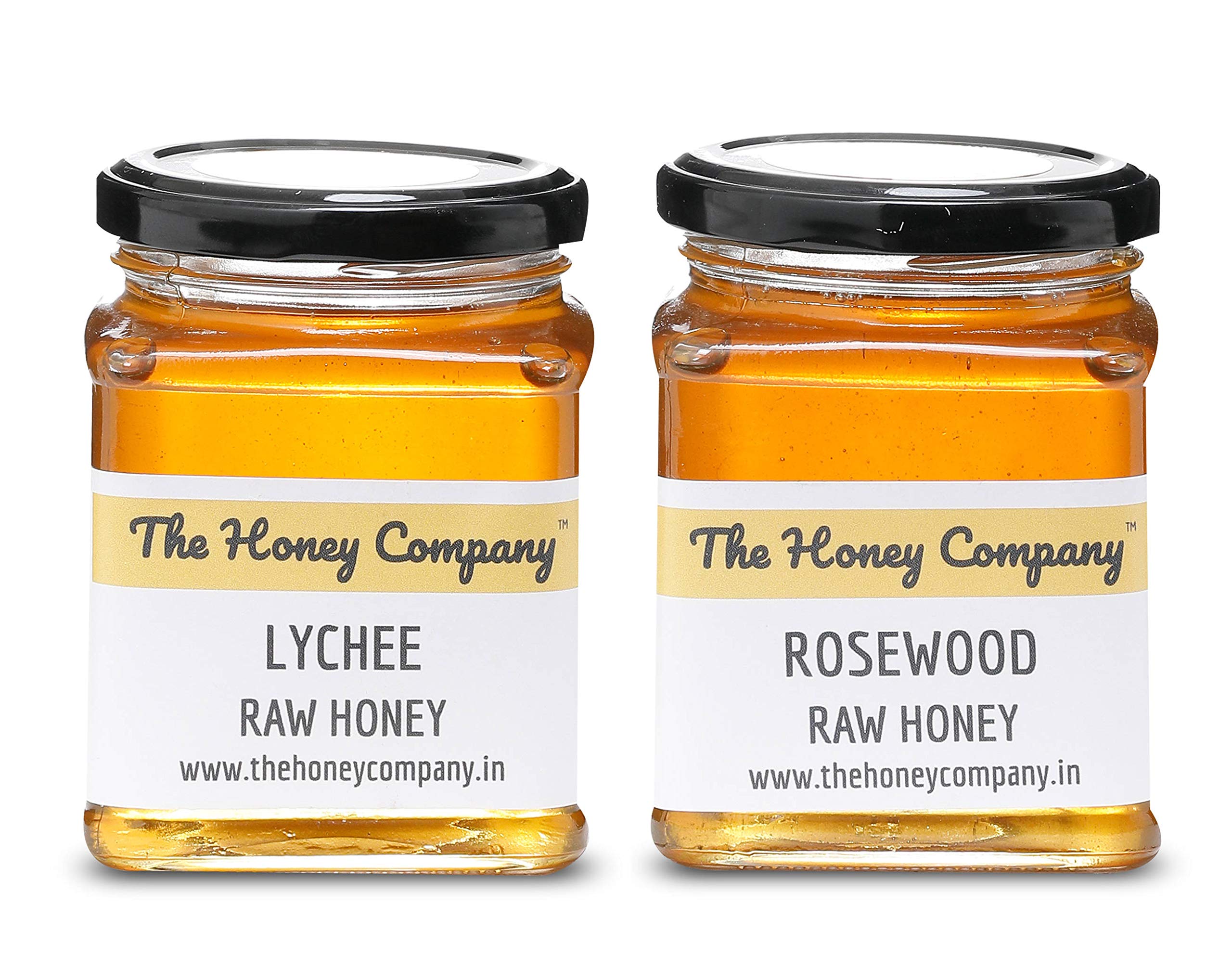 The Honey Company Combo Lychee Raw Honey 350g + Rosewood Raw Honey 350g 100% Pure Natural Raw Unprocessed Unpasteurised Unfiltered for Drizzle on Bakes