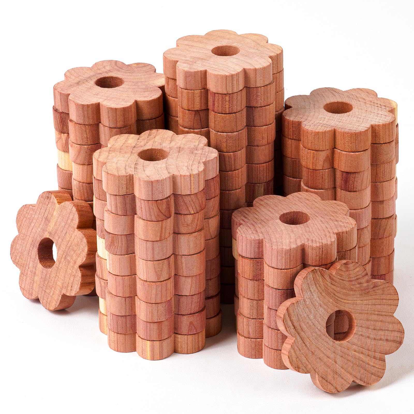 Adiwo Moth Repellent for Wardrobes, 48 PC 100% Natural Cedar Wood Rings, Natural Cedar Balls, Aromatic Insect Repellent, Drawer Fresheners, Moth Killer Cedar Wood Rings, Eco Friendly (48x9mm)