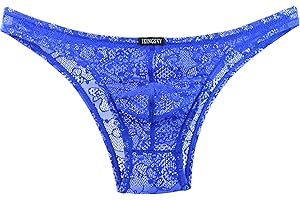 iKingsky Men's Sexy Brazilian Underwear Lace Pouch Bikini Under Panties Half Back Coverage Mens Underwear