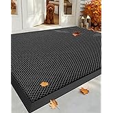Color&Geometry High Stretch Elastic Silk Doormat, Front Door Mat Outside Entrance, Outdoor Door Mat for Patio,Quick-Dry & Heavy-Duty, Non-Slip Rubber Large Doormat, 32"x48" Black Grey