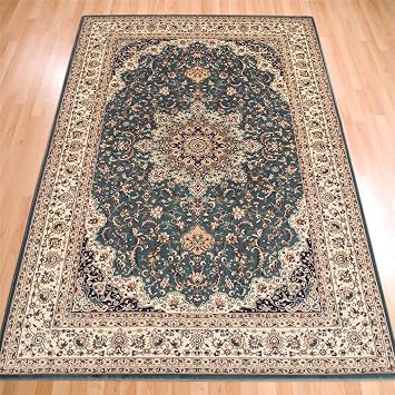 Samarkand 313 F Teppich Klassisch Grun Creme Kunstseide Feel Grun