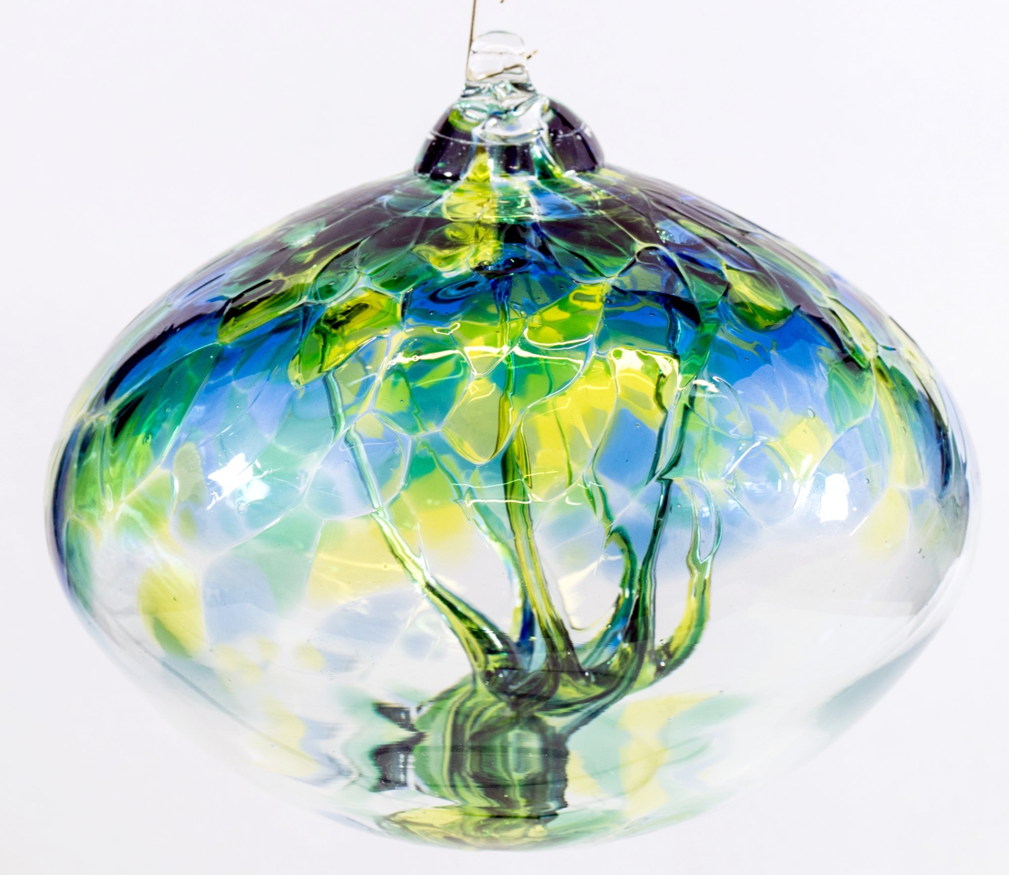 Milford Collection Orb Tree of Life Small Glass Globe - Sea Green