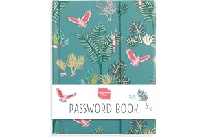 Boxclever Press Deluxe Password Book with Alphabetical Tabs, Magnetic Closure & Pencil. Password Keeper for All Your Internet Login Details. Untitled Password Notebook- 6 x 4.5'' (Deluxe Birds)