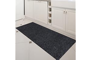 OTTOMANSON Machine Washable Solid Design Non-Slip Rubberback 3x8 Indoor/Outdoor Waterproof Runner Rug for Hallway, Kitchen, Living Room, Garage, Patio, 2'7'' x 8', Black