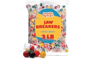 CRAZYOUTLET Jaw Breakers Hard Candy, Individually Wrapped, Bulk Pack 3 Pounds (About 230 Count)