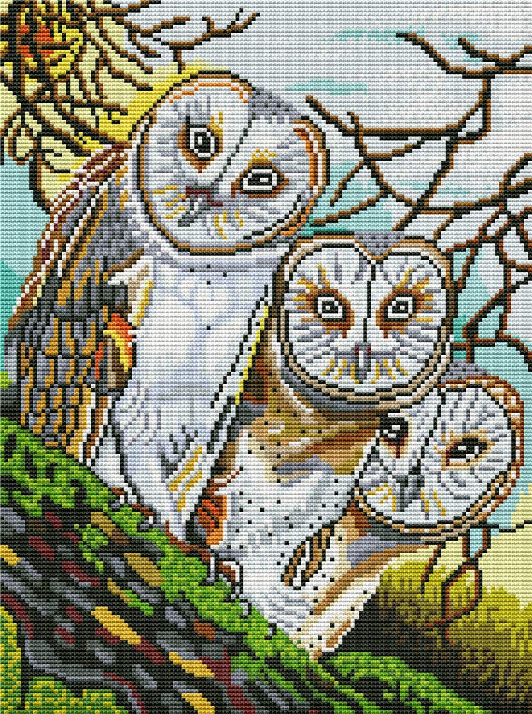 Abillyn Embroidery Cross Stitch Kits Owls Stamped with Printed Pattern Starter Kit (Owls)