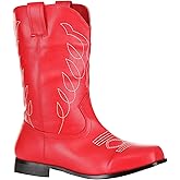 Fun Costumes Women's Red Cowboy Boots | Mid Calf Western Costume Shoes PU Faux Leather, Rubber Sole | Rodeo Cowgirl Footwear