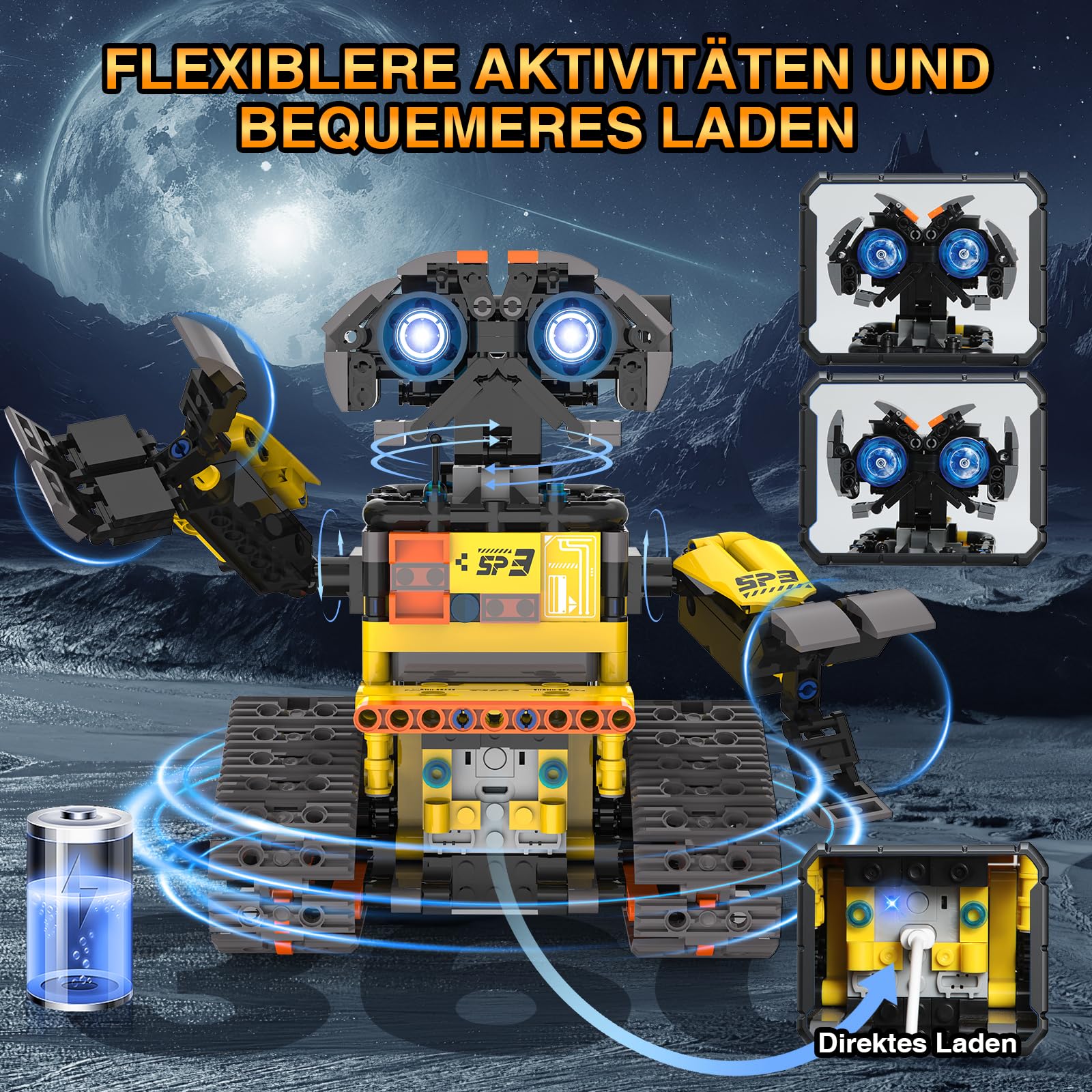 Technic Roboter Bauspielzeug Bausatz, 688PCS 5-IN-1 RC Roboter und Auto, Ferngesteuert und App Robot Bausatz Kinder, RC Programmierbar Teenager Spielzeug Geschenk ab 8-12 13 14 15 Jahre Jungen 3