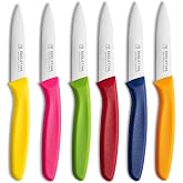 targzier Paring Knife Set,6Pcs Small Knife Set,Straight Edge Paring Knives | Colorful,Stainless Steel Fruit and Vegetable Knife Set,19cm Small Paring Knives,Plastic Handle Pairing Knifes,Ultra Sharp