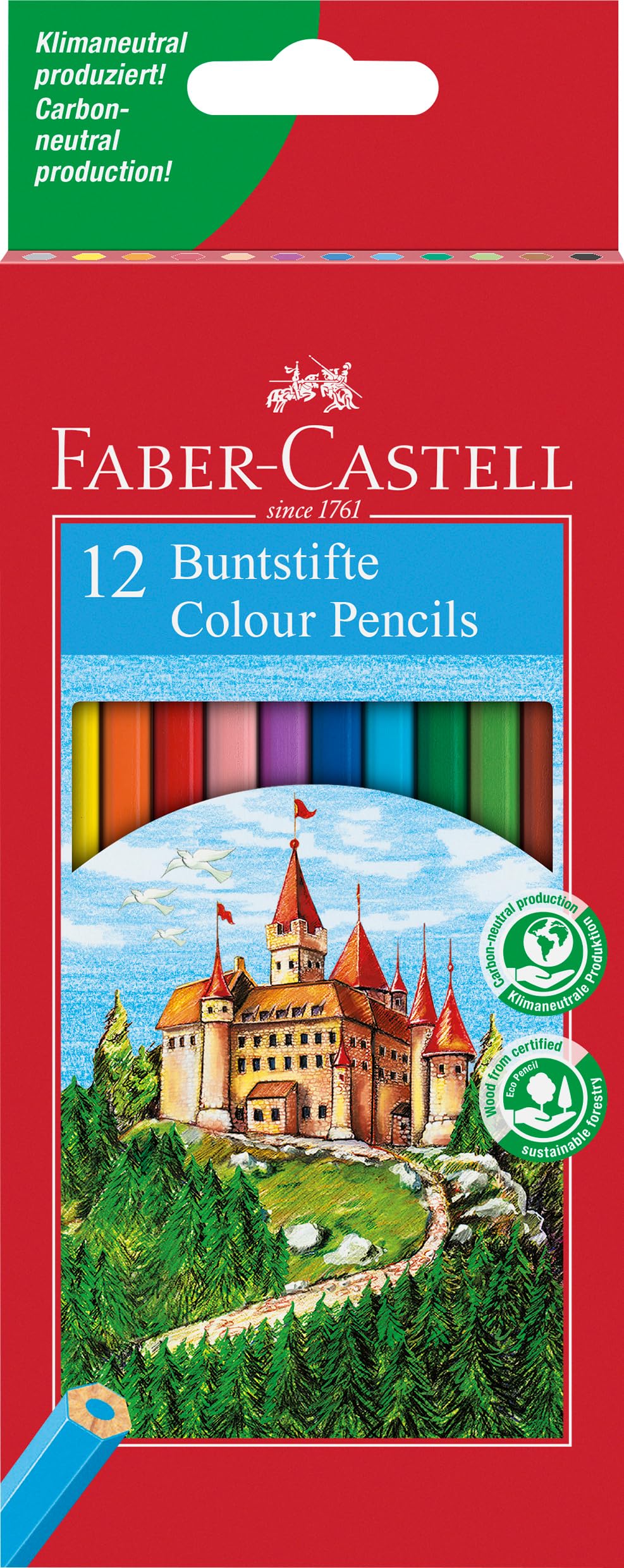 Faber Castell 537660 - Pencilcase 12 hezagonal Pencils - Different Colors
