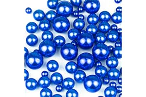 Cusmation 150 Pcs Blue Floating Beads for Vases and 800 Pcs Gel Beads for Vases, Blue Vase Filler Fake Pearl Beads Floating Vase Decor Dark Blue Pearls Navy Blue Vase Filler Home Wedding 8/14/20 mm