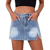 ETOSELL Women's Denim Skorts Skirts Mini Side Slit Skirt High Waisted Casual Y2k Jean Shorts Stretchy