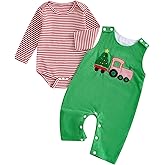Christmas Baby Boy Outfit Long Sleeve Romper Overall Pants Set Newborn Boy Christmas 2 Piece Clothes