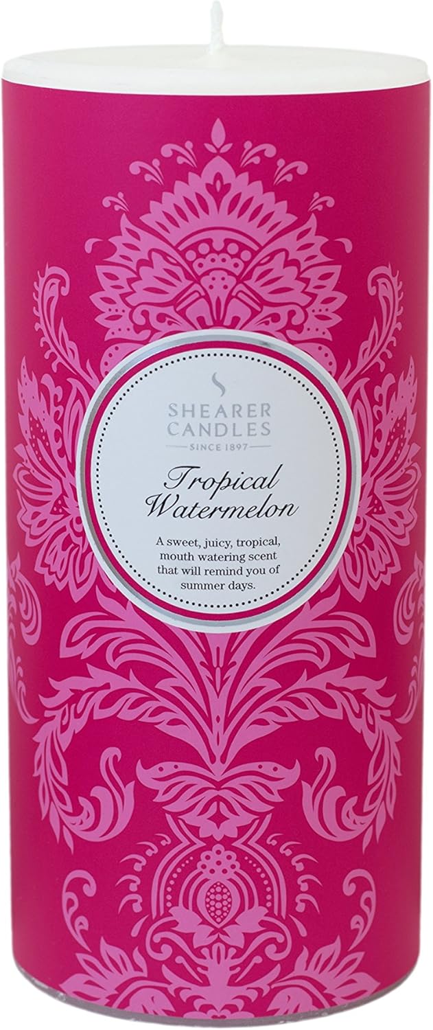 Shearer Candles Tropical Watermelon Scented 6 inch Pillar CandleWhite