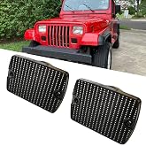 KYYET Compatible with 1997-2006 Jeep Wrangler YJ Driver Passenger Side Turn Signal Side Marker Light Lens Housing Replace for 56001378, CH2520111 ;(Smoke Lens)