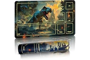 PARTYPDA MTG Playmat TCG DND Game Mat Magic The Gathering Play Mat, Locking Edge Design, Non-Slip and Durable (Dinosaur)