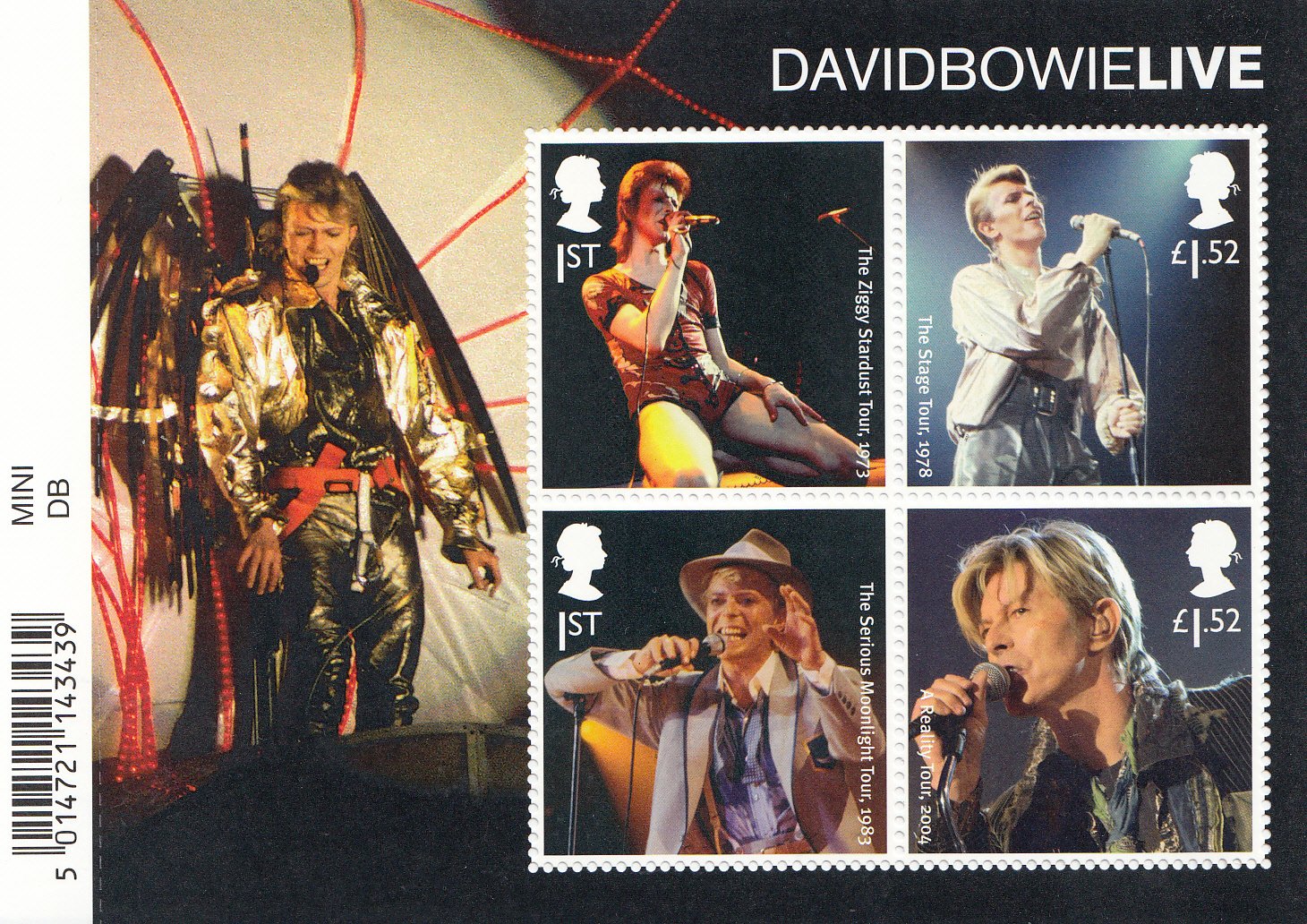2017 David Bowie LIVE Miniature Sheet No. 123 with Barcode Selvedge โ Royal Mail Stamps