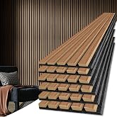 Art3d 6-Pack Soundproof Wood Slat Wall Panels, 94.5 x 7.9 Inch, Walnut | Wood Grain Finish, Effortless Setup, Sustainable, Long-Lasting, Noise Reduction, Easy to Care, for Living Room, Bedroom