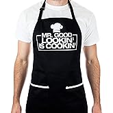 ALLER HOME&KITCHEN Funny Apron for Men, 2 Large Pockets One Size Fits All Chef Apron for Grilling, Cooking, BBQ Accessories