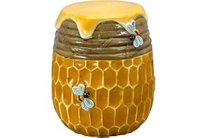 Galt International Honeycomb Stool Side Table w/Bees & Honey Top 17" | Cute Fantasy Yellow Golden Honey Hive Basket Fun Eclectic Home Decor Resin