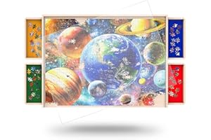 NORBASE Puzzle Board with Drawers Rotatable 360-Degree Wheels and Cover 34" x 26" 1500 Piece Wooden Jigsaw Puzzle Table Storage Organizer Portable Lightweight Design